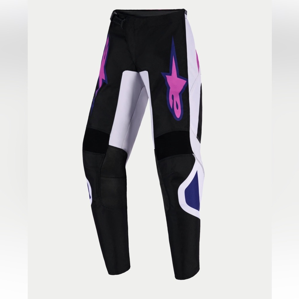 Alpine Black Motocross Pants with Purple & White Graphic